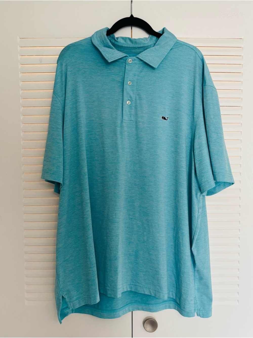 Vineyard Vines Men's On the Go Santaky Teal Blue Striped Polo Shirt Men’s 2XL